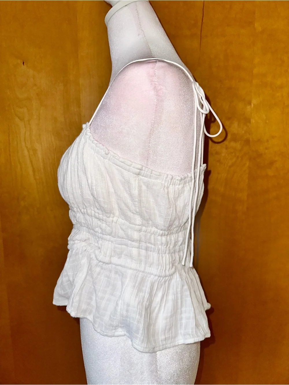 J. Crew Cream Smocked Peplum Cami